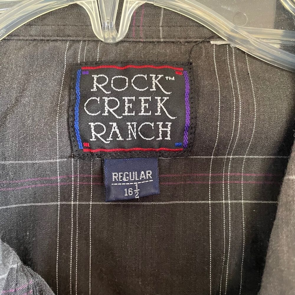 Vintage Rock Creek Ranch Short Sleeve Pearl Snap Button Up Shirt 16.5 Regular - Picture 3 of 9